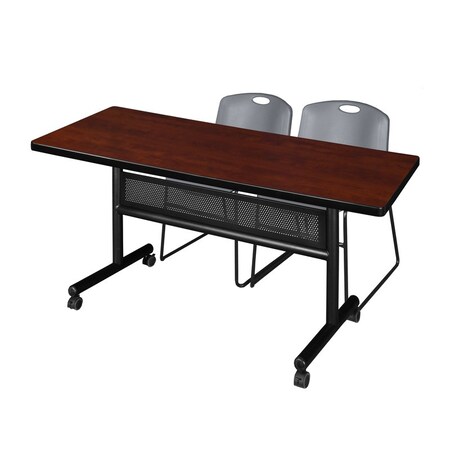 Kobe Rectangle FlipTop Table, 60" W, 29" H, Laminate Top, Cherry MKFTM6030CH44GY